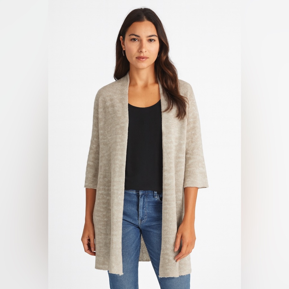 Eileen Fisher Light Tan Open-Front Cardigan